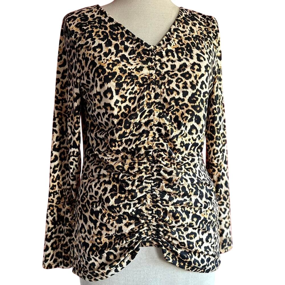 Womens Top Size Medium Cheetah Animal Print Office Siren Professional Retro Fun